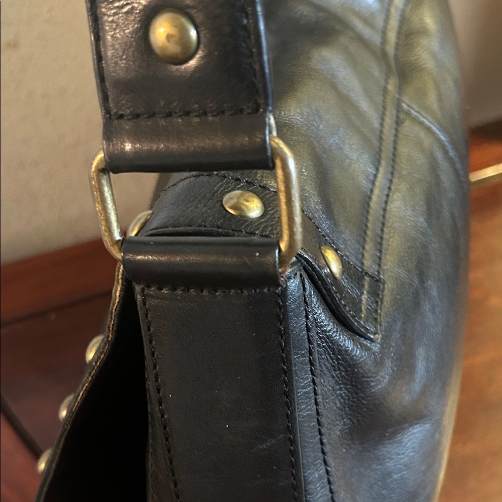 Kate Landry Black Studded Leather Shoulder Bag - Picture 3 of 9